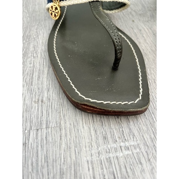 Tory Burch Mini Benton Gold Chain Band Flat Sandals Poblano Yonder Womens 6.5M - Picture 8 of 10